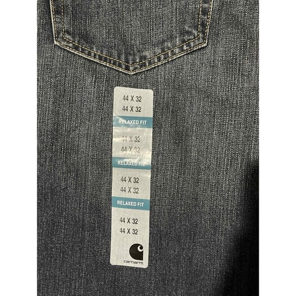 Carhartt Holter Jeans Mens 44x32 Blue Denim Relaxed Fit Straight Leg Workwear - Picture 9 of 10